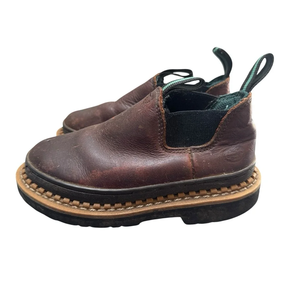 Georgia Romeo Boys Size 12.5M Brown Classic Outdoor Leather Slip On Boots Shoes